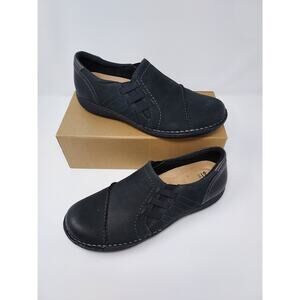 Earth Origins Tamara Teri Black Leather Loafers Slip-On Comfort Shoes Women 10M